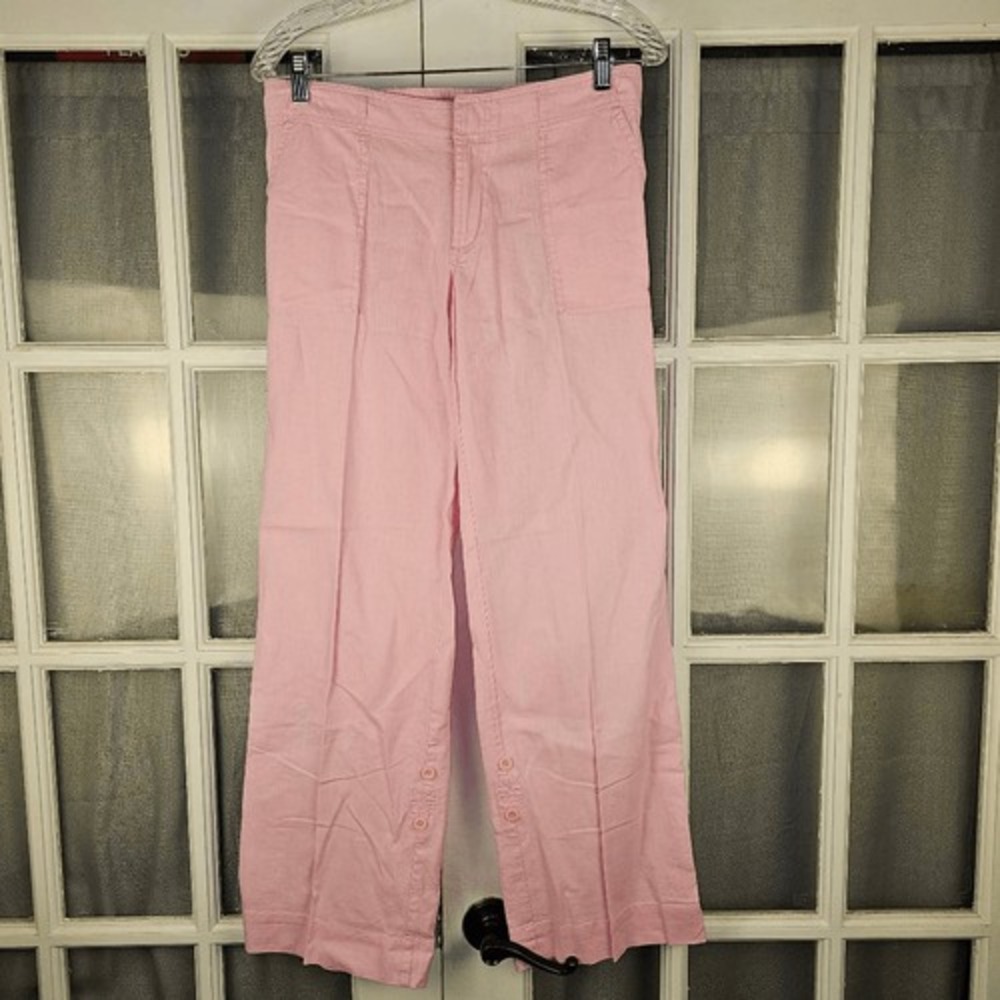 Lilly Pulitzer Womens Pink Linen Blend‎ Convertible Roll Up Pants Small